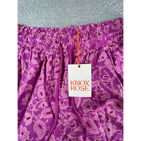 Knox Rose Pants Womens Small Pink Paisley Wide Leg Casual Elastic Drawstring NWT - Picture 4 of 9